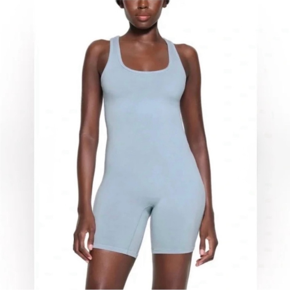 SKIMS Light Blue Seamless Scoop Neck Bodysuit Romper